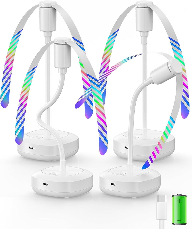 Edvision 4 Pack Food Table Fan, 2000mAh USB Powered Rechargeable Food Fan, Portable Fan with Flexible Goose-Neck and Soft Blades for BBQ, Patio, Party (White) - Image 1